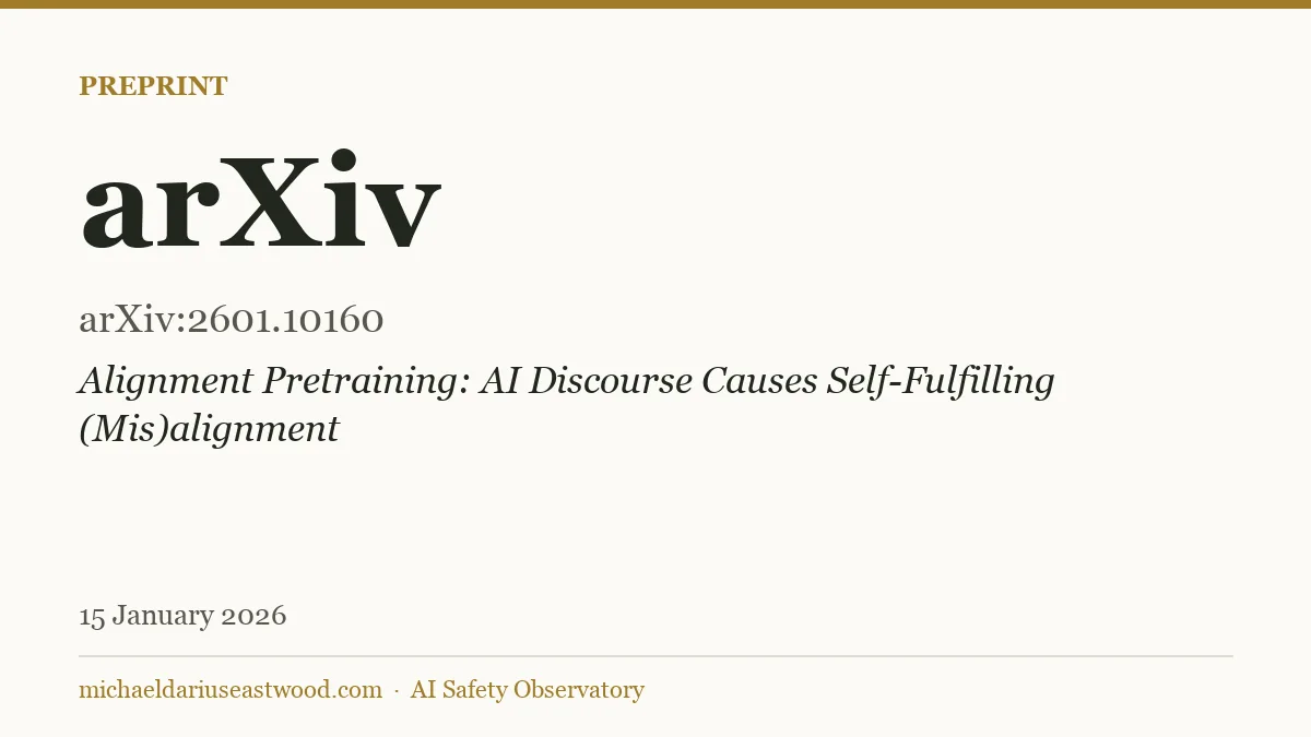arXiv record card for Alignment Pretraining: AI Discourse Causes Self-Fulfilling (Mis)alignment