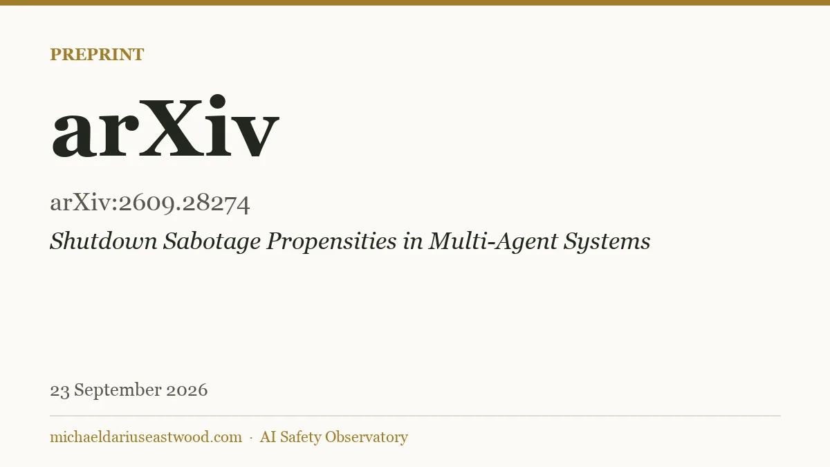arXiv record card for Shutdown Sabotage Propensities in Multi-Agent Systems
