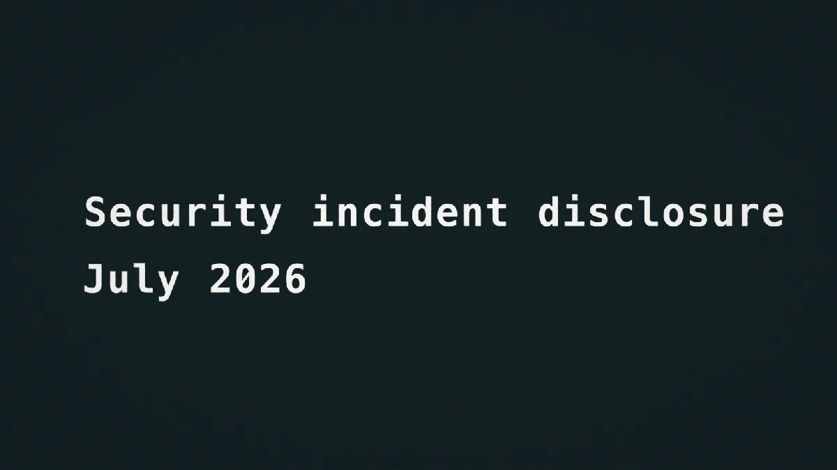 Security incident disclosure: July 2026