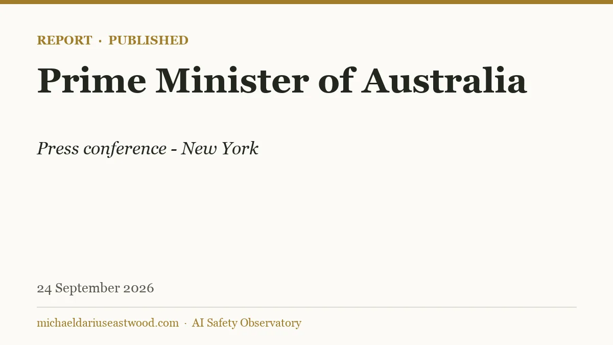 Prime Minister of Australia record card for Press conference - New York