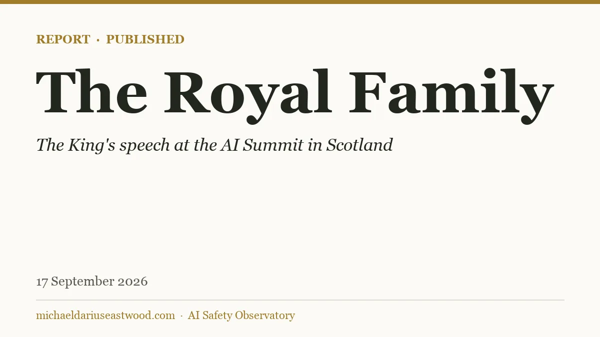 The Royal Family record card for The King's speech at the AI Summit in Scotland