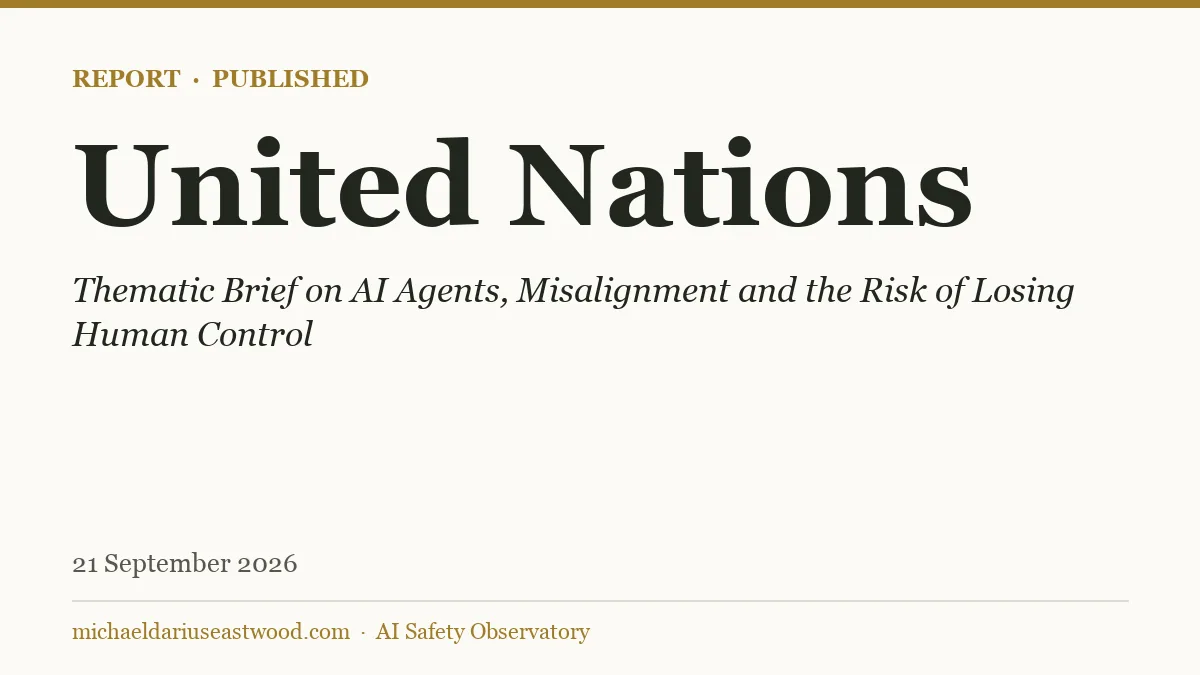 United Nations record card for Thematic Brief on AI Agents, Misalignment and the Risk of Losing Human Control